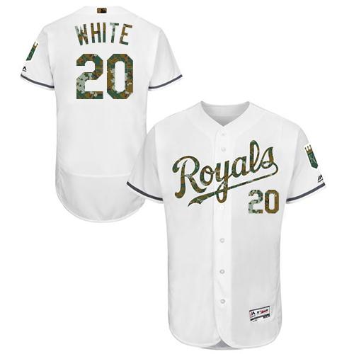 Royals #20 Frank White White Flexbase Authentic Collection Memorial Day Stitched MLB Jersey